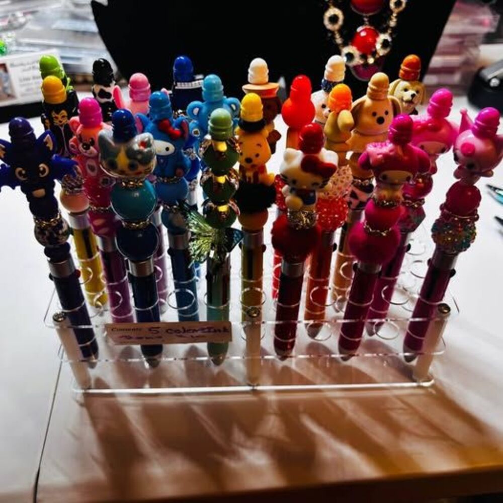 Cute Character Beaded Multi-Color Pens | 5-in-1 Ink Click Pen